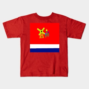 Sporty Netherlands Design on Red Background Kids T-Shirt